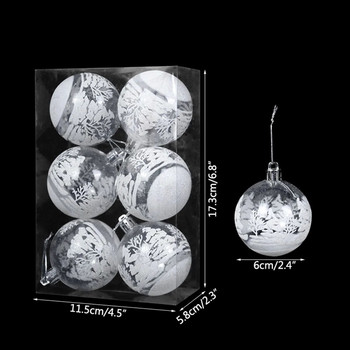 6 τμχ Διαφανές πλαστικό σετ στολιδιών χριστουγεννιάτικων μπάλων Ζωγραφική Λευκή χιονόμπαλα Χριστουγεννιάτικο δέντρο Κρεμαστό ντεκόρ Πρωτοχρονιάτικο πάρτι