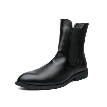 Chelsea Boots Ανδρικές μπότες PU Μαύρες Κλασική Μόδα Business Casual Street Personality Ψηλά slip-on Κομψές κοντές μπότες