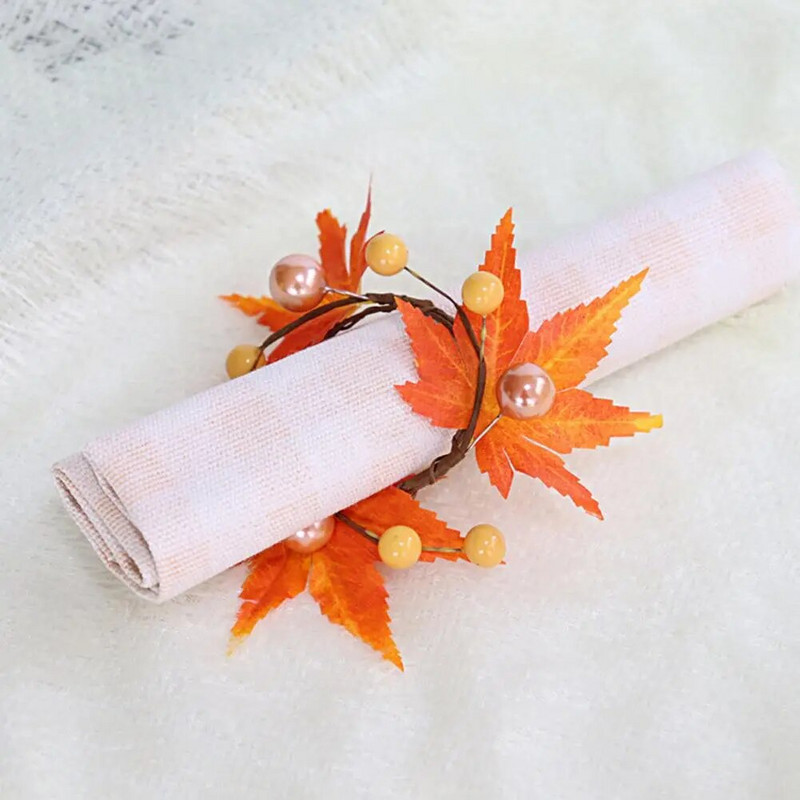 Δαχτυλίδια χαρτοπετσέτας 6 τμχ Στολίδι Μούρα με ρεαλιστική εμφάνιση από ψεύτικο μεταξωτό ύφασμα Αποκριάτικο δαχτυλίδια χαρτοπετσέτας σφενδάμι με λουλούδια για χαρτοπετσέτες Party Su