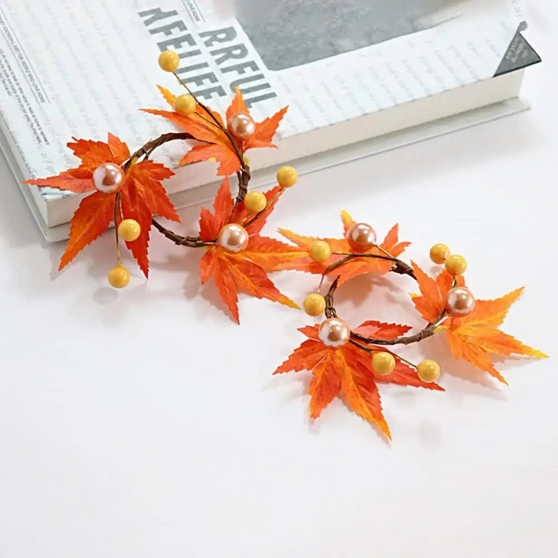 Δαχτυλίδια χαρτοπετσέτας 6 τμχ Στολίδι Μούρα με ρεαλιστική εμφάνιση από ψεύτικο μεταξωτό ύφασμα Αποκριάτικο δαχτυλίδια χαρτοπετσέτας σφενδάμι με λουλούδια για χαρτοπετσέτες Party Su