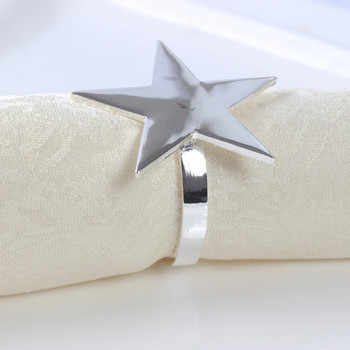 4 X Златна звезда Пръстен за салфетки Метален държач за салфетки за сватбен хотел Вечеря Декоративна доставка