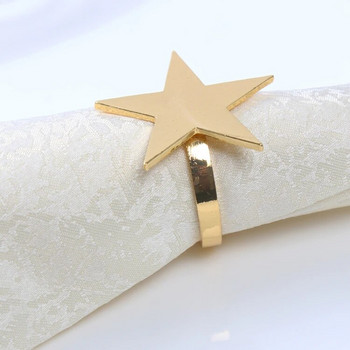 Δαχτυλίδι χαρτοπετσέτας 4 X Gold Star Μεταλλική θήκη για χαρτοπετσέτα για γαμήλια δείπνο ξενοδοχείου Deco