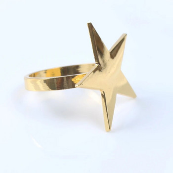 4 X Златна звезда Пръстен за салфетки Метален държач за салфетки за сватбен хотел Вечеря Декоративна доставка