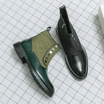 Мъжки класически ботуши Челси Зелени каубойски ботуши Мъжки модни ботуши до глезена Мъжки дизайнерски ежедневни къси ботуши Високи обувки