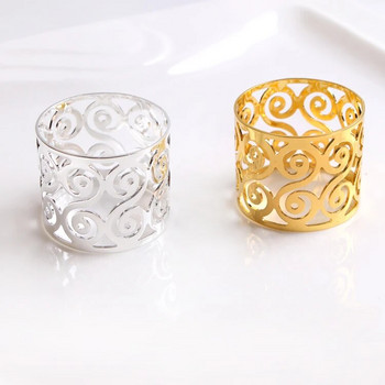 4 X сребърен/златен пръстен, метален държач за салфетки за декорация на сватбена вечеря в хотел