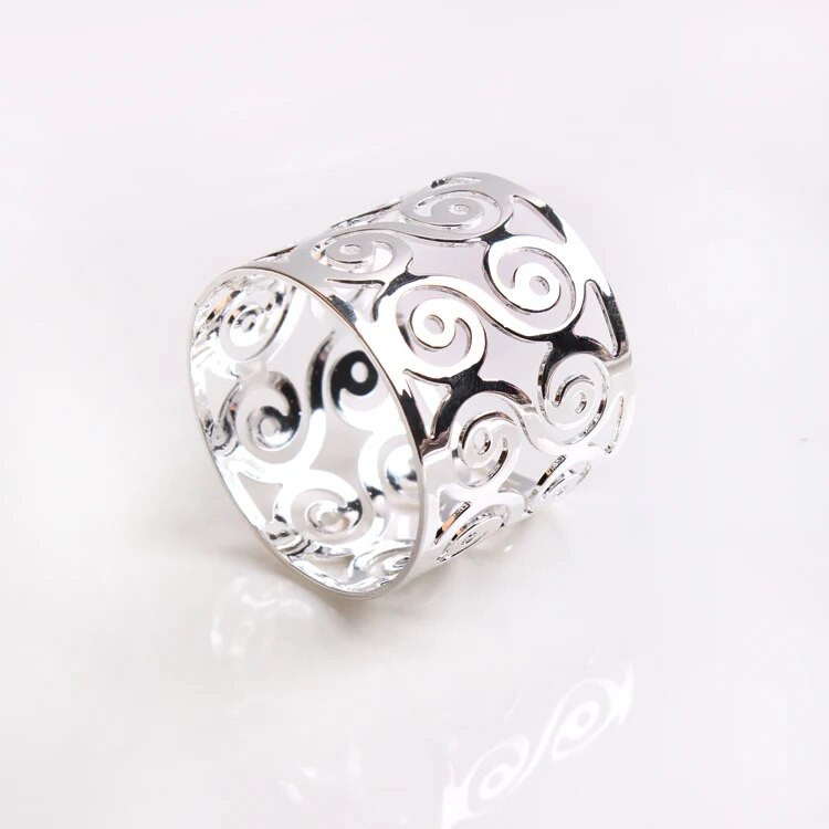 4 x ezüst/arany gyűrűs fém szalvétatartó esküvői szállodai vacsoraparti dekorációhoz