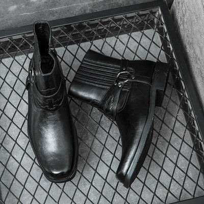 Kovboju ādas zābaki Vīriešu Weatern zābaki Luksusa puszābaki Modes zirgu zābaki Retro ziemas amerikāņu stila zābaki Kleita zābaki