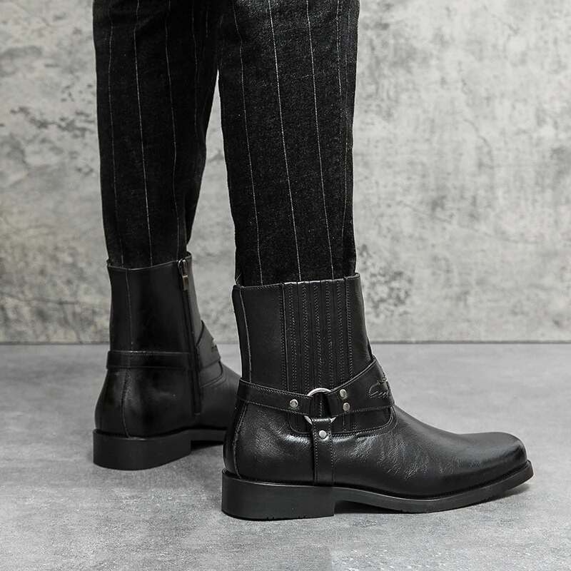 Kovboju ādas zābaki Vīriešu Weatern zābaki Luksusa puszābaki Modes zirgu zābaki Retro ziemas amerikāņu stila zābaki Kleita zābaki