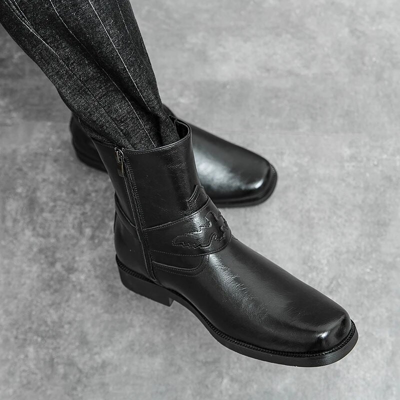 Kovboju ādas zābaki Vīriešu Weatern zābaki Luksusa puszābaki Modes zirgu zābaki Retro ziemas amerikāņu stila zābaki Kleita zābaki