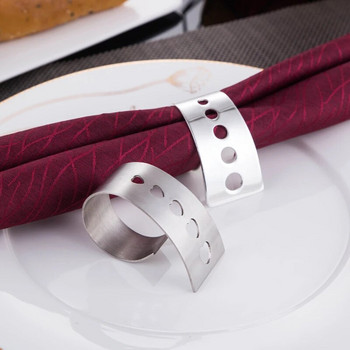 4 X нов американски пръстен за салфетки от неръждаема стомана, 6 стила на държача за салфетки за сватбена вечеря в хотела Декоративна доставка