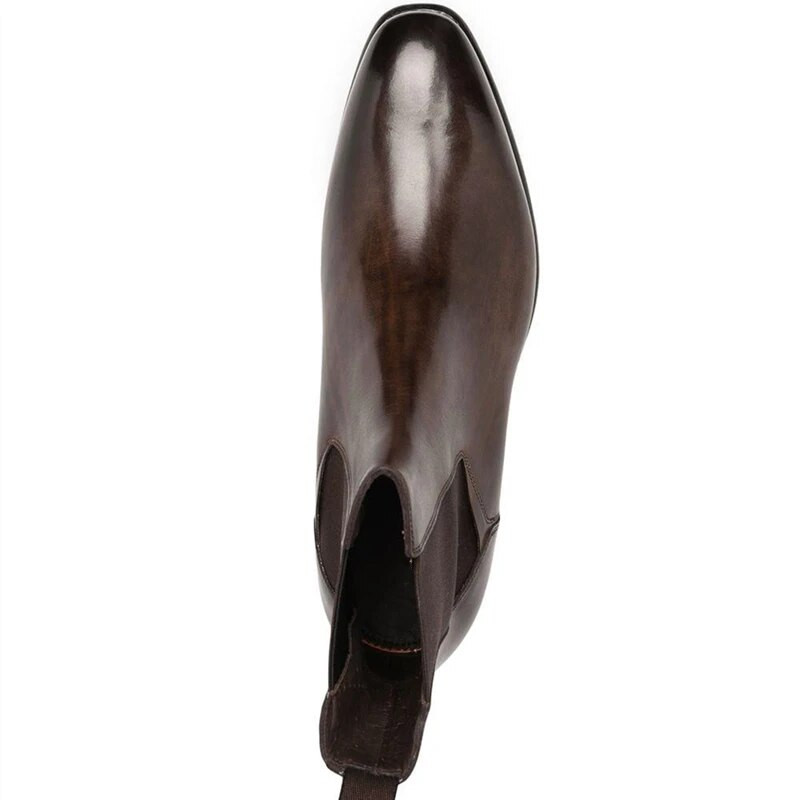 Vīriešu brūni Chelsea zābaki, melni biznesa roku darbs, vīriešu īsie zābaki, uzvelkami apaļi purngala puszābaki vīriešiem bezmaksas piegāde