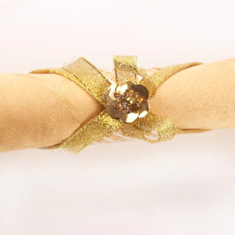 10 X ar rokām darināts salvešu gredzens zelta/sudraba salvešu turētājs kāzu viesnīcas vakariņu ballītei