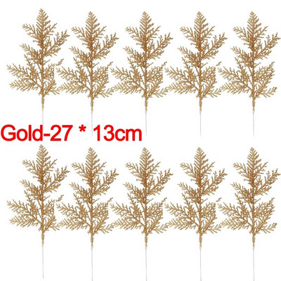 10/5 bucăți sclipici frunze de aur pentru pom de Crăciun pandantiv flori plante artificiale ramuri de pin decor de Crăciun pentru casă
