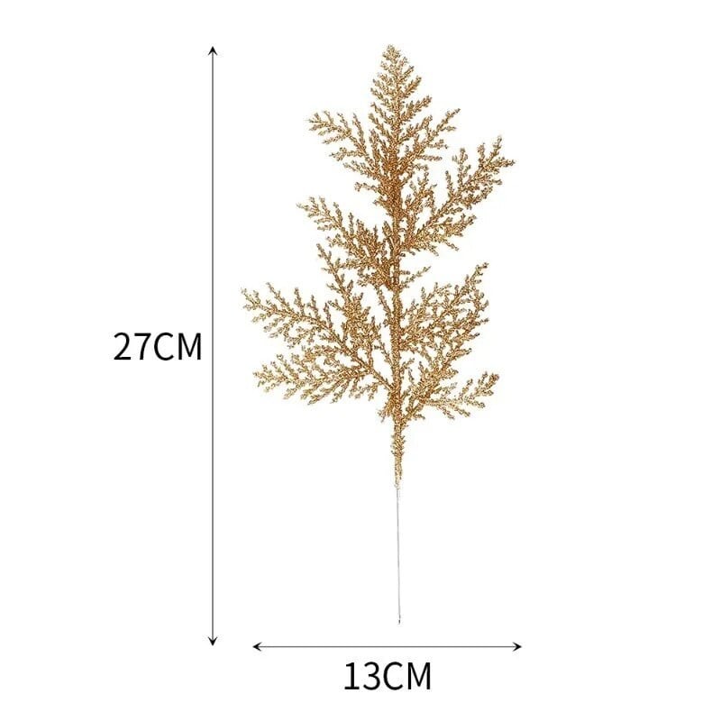 10/5 bucăți sclipici frunze de aur pentru pom de Crăciun pandantiv flori plante artificiale ramuri de pin decor de Crăciun pentru casă