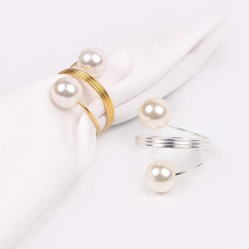 8 X сребърен/златен перлен пръстен за салфетки Метален държач за салфетки за сватбен хотел Декоративна вечеря