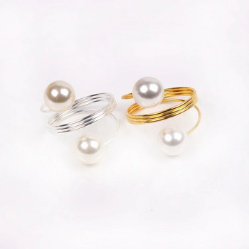 8 X сребърен/златен перлен пръстен за салфетки Метален държач за салфетки за сватбен хотел Декоративна вечеря