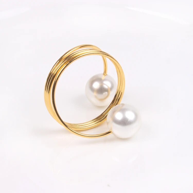 8 X hõbedase/kuldse pärliga salvrätikurõngas metallist salvrätikuhoidja pulmahotelli õhtusöögi peo dekovarustuseks