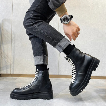 Ανδρικές πλατφόρμες Chelsea Boots Casual Split Leather Ankle Boots Ανδρικά παπούτσια Μόδα Streetwear Ανδρικά κορδόνια με χοντρά παπούτσια