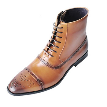 Европейски американски къси ботуши Модни ежедневни обувки с остри пръсти с връзки PU кожа със страничен цип Удобни мъжки обувки Botina Masculina
