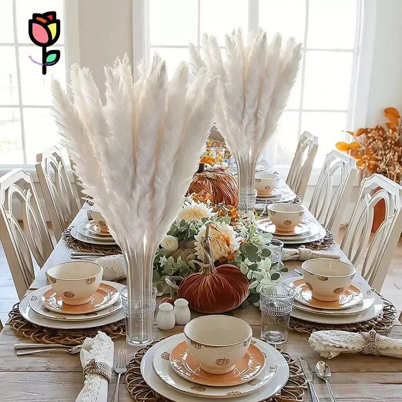 15 бр. Пухкави пампаси Букет от сушени цветя Сватбен коледен декор Естествени фрагмити Бяла тръстика Пампа Бохо скандинавска декорация за дома