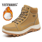 Zīmols ziemas ādas vīriešu zābaki plīša silti vīriešu sniega zābaki āra Neslīdoši pārgājienu zābaki Vīriešu ziemas apavi Vīriešu kedas 39-48 izmērs