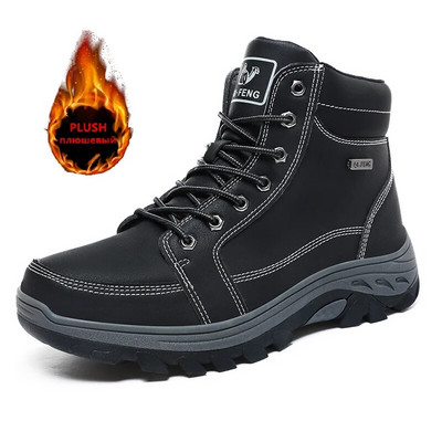 Zīmols ziemas ādas vīriešu zābaki plīša silti vīriešu sniega zābaki āra Neslīdoši pārgājienu zābaki Vīriešu ziemas apavi Vīriešu kedas 39-48 izmērs