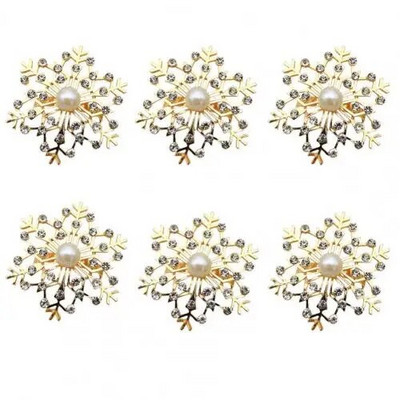 6 tk/komplekt Peened salvrätikurõngad Erksavärvilised kunstpärlikristall-lumehelbest salvrätikuklambrihoidja jõulutarbed