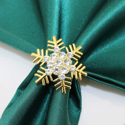 6 tk. Jõulusalvräti sõrmused Rhinestone Deer Snowflake Salvrätisõrmuse hoidja jõulupulmapeo õhtusöögilauakaunistus HWC46