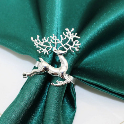 6 tk. Jõulusalvräti sõrmused Rhinestone Deer Snowflake Salvrätisõrmuse hoidja jõulupulmapeo õhtusöögilauakaunistus HWC46