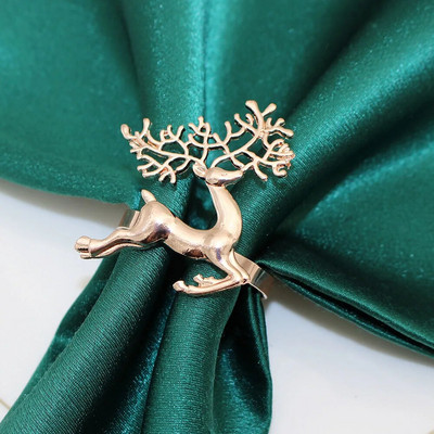 6 tk. Jõulusalvräti sõrmused Rhinestone Deer Snowflake Salvrätisõrmuse hoidja jõulupulmapeo õhtusöögilauakaunistus HWC46