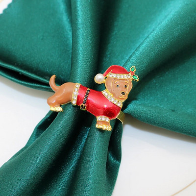 6 tk. Jõulusalvräti sõrmused Rhinestone Deer Snowflake Salvrätisõrmuse hoidja jõulupulmapeo õhtusöögilauakaunistus HWC46