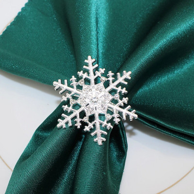 6 tk. Jõulusalvräti sõrmused Rhinestone Deer Snowflake Salvrätisõrmuse hoidja jõulupulmapeo õhtusöögilauakaunistus HWC46