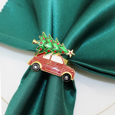 6 tk. Jõulusalvräti sõrmused Rhinestone Deer Snowflake Salvrätisõrmuse hoidja jõulupulmapeo õhtusöögilauakaunistus HWC46