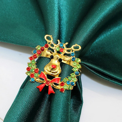 6 tk. Jõulusalvräti sõrmused Rhinestone Deer Snowflake Salvrätisõrmuse hoidja jõulupulmapeo õhtusöögilauakaunistus HWC46