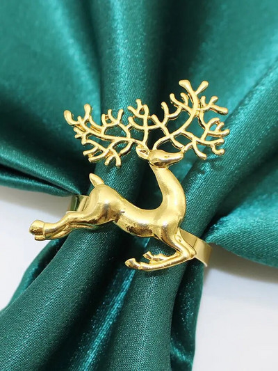 6 tk. Jõulusalvräti sõrmused Rhinestone Deer Snowflake Salvrätisõrmuse hoidja jõulupulmapeo õhtusöögilauakaunistus HWC46