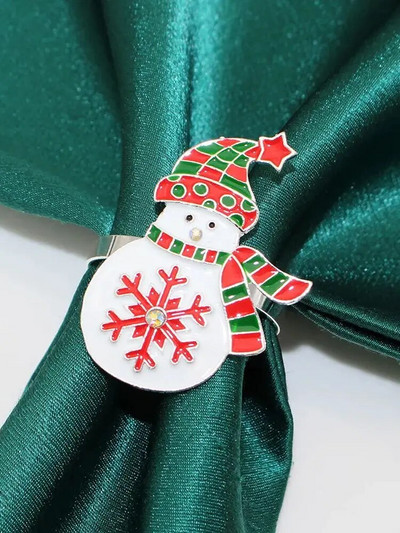 6 tk. Jõulusalvräti sõrmused Rhinestone Deer Snowflake Salvrätisõrmuse hoidja jõulupulmapeo õhtusöögilauakaunistus HWC46