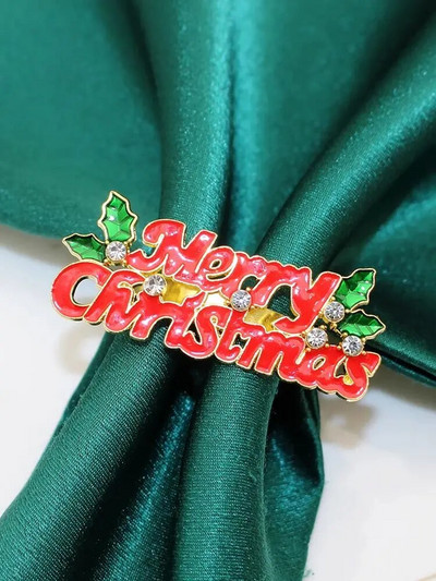 6 tk. Jõulusalvräti sõrmused Rhinestone Deer Snowflake Salvrätisõrmuse hoidja jõulupulmapeo õhtusöögilauakaunistus HWC46