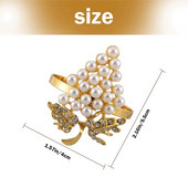 12 gab Pērļu salvešu gredzeni Zelta vīnogu formas salvešu sprādzes turētājs Salvešu turētāji Kāzu ballīšu galda dekori salvešu sprādzes