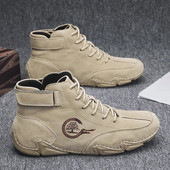 2023. gada jauni vīriešu zābaki, ikdienas ādas luksusa čības, luksusa kurpes vīriešiem, motociklu puszābaki apavos