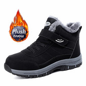 2023. gada ziemas vīriešu zābaki plīša silti, mākslīgās ādas sniega zābaki vīriešu apavi āra, neslīdoši ūdensizturīgi kedas vīriešiem pārgājienu zābaki