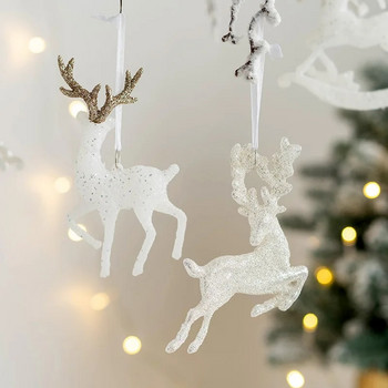 Бяла коледна бляскава висулка Коледна елха Висящи орнаменти Ангел момиче Пентаграма Коледна висулка Весела Коледа Декор за дома