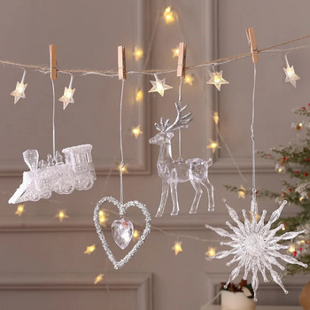 Λευκό κρεμαστό χριστουγεννιάτικο γκλίτερ Χριστουγεννιάτικο δέντρο Κρεμαστά στολίδια Angel Girl Pentagram Χριστουγεννιάτικο μενταγιόν Καλά Χριστούγεννα διακόσμηση για το σπίτι