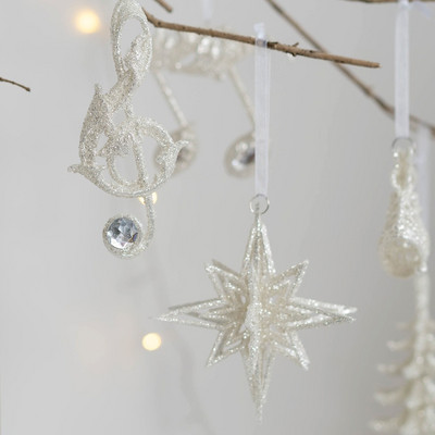 Бяла коледна бляскава висулка Коледна елха Висящи орнаменти Ангел момиче Пентаграма Коледна висулка Весела Коледа Декор за дома