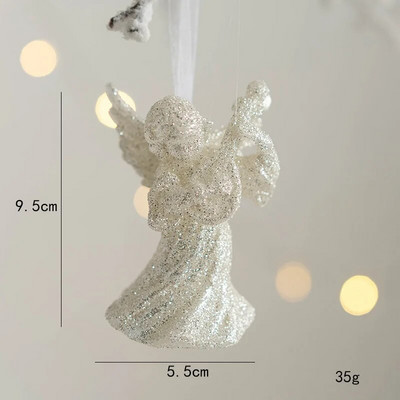 Fehér karácsonyi csillogó medál karácsonyfa függő díszek Angyallány Pentagram karácsonyi medál Boldog karácsonyt dekoráció otthonra