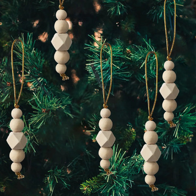 3бр. Дървени мъниста Ръчно тъкани Творчески орнаменти за коледно дърво Декорации Коледна украса Висулки за дома