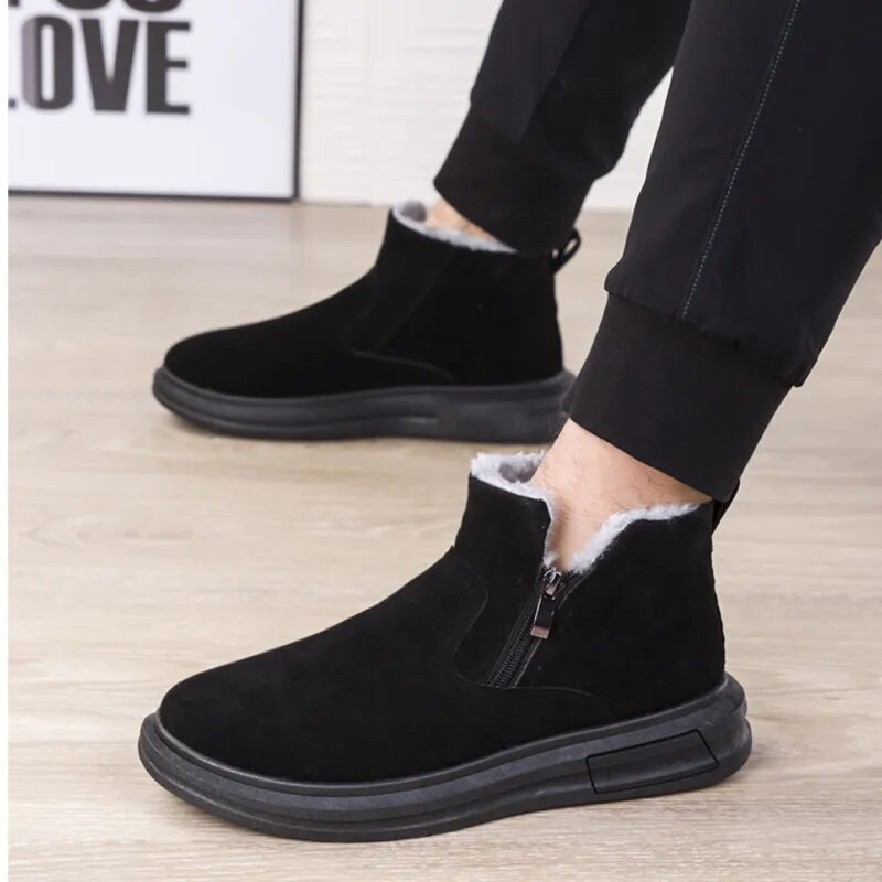 Мъжки ботуши Зимни обувки Топли кожени ботуши за сняг Ботуши Мъжки зимни ботуши Плюшени зимни маратонки Памучни ботуши с голям размер