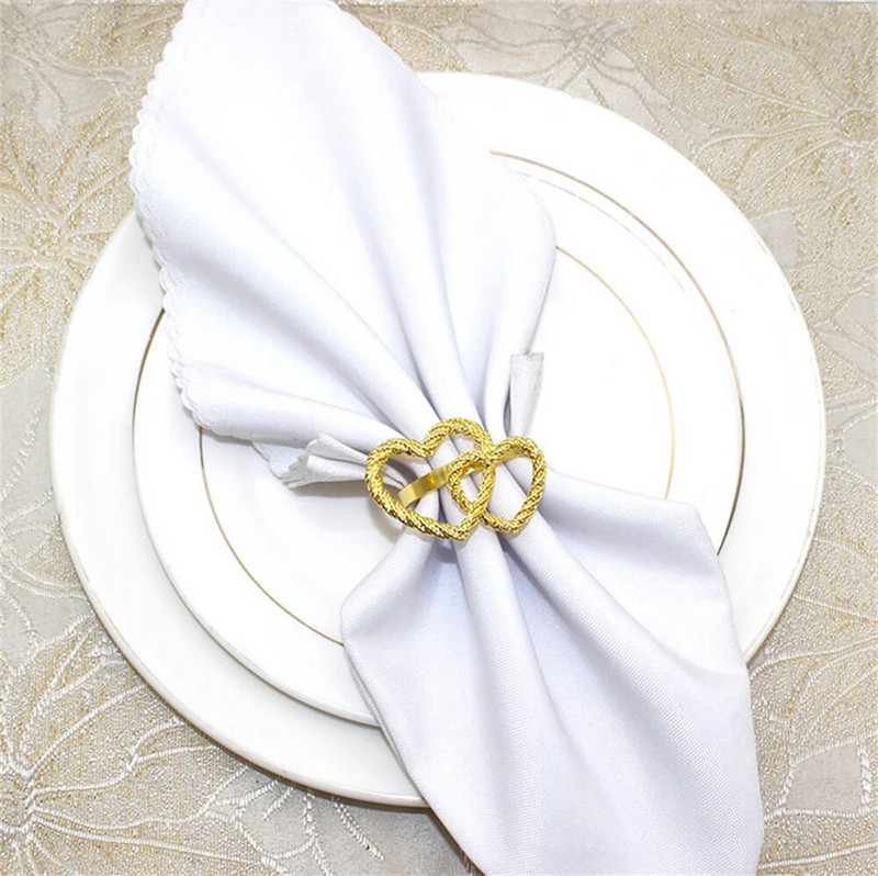 6gab Sirds formas salvešu gredzeni Valentīna dienas metāla salvešu turētāja gredzens viesnīcas banketu kāzu vakariņu ballīšu galda dekorēšanai