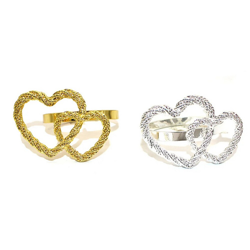 6gab Sirds formas salvešu gredzeni Valentīna dienas metāla salvešu turētāja gredzens viesnīcas banketu kāzu vakariņu ballīšu galda dekorēšanai