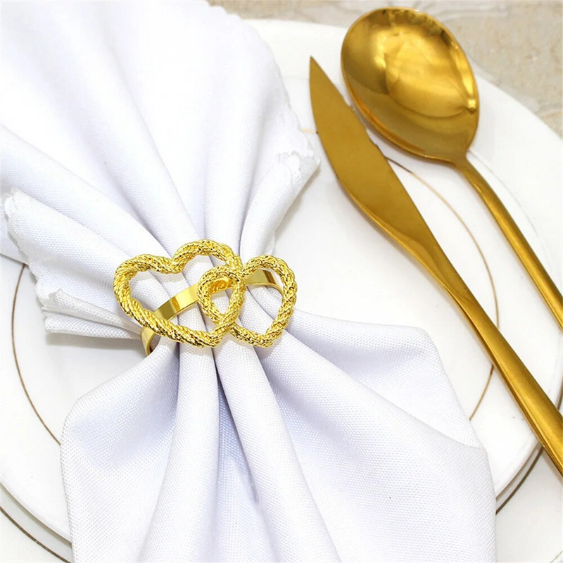 6gab Sirds formas salvešu gredzeni Valentīna dienas metāla salvešu turētāja gredzens viesnīcas banketu kāzu vakariņu ballīšu galda dekorēšanai