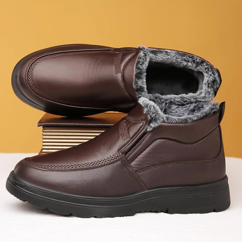 Vīriešu zābaki Augstas kvalitātes puszābaki Vīriešu vieglie vīriešu ikdienas apavi Ziemas silti kažokādas darba apavi vīriešiem āra Zapatos De Hombre